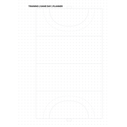 Blank page labeled 'Training | Game Day | Planner' with Hockey field in background
