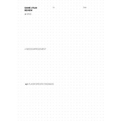 White paper with text on game or film review template for hockey