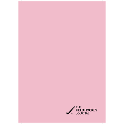 Pink cover of 'The Field Hockey Journal' with a black logo.