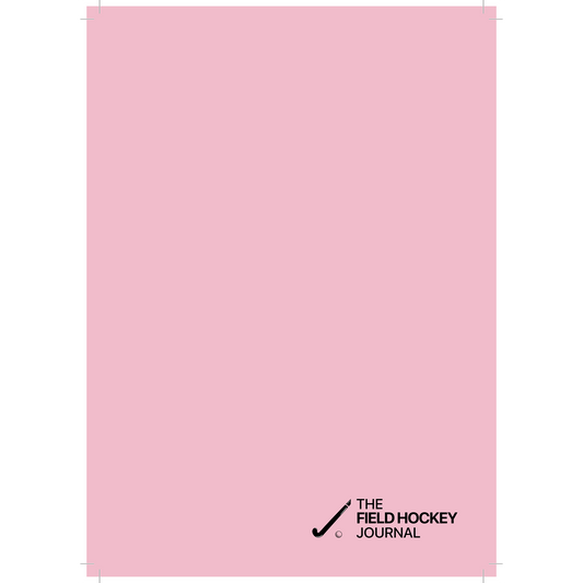 Pink cover of 'The Field Hockey Journal' with a black logo.